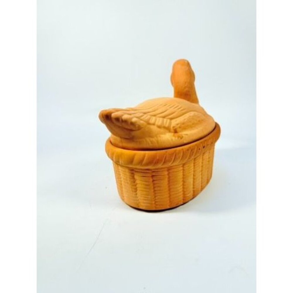 Lidded Casserole Duck on Nest Terra Cotta Baking Dish Vintage Kitchen Decor Clay - Picture 7 of 15